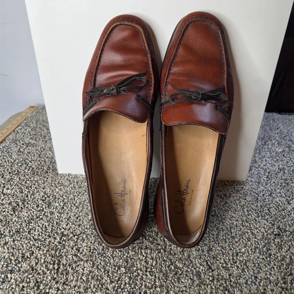 Cole Haan Collection Mens 11 M Brown Leather Moc Toe Bow Loafers 913‎